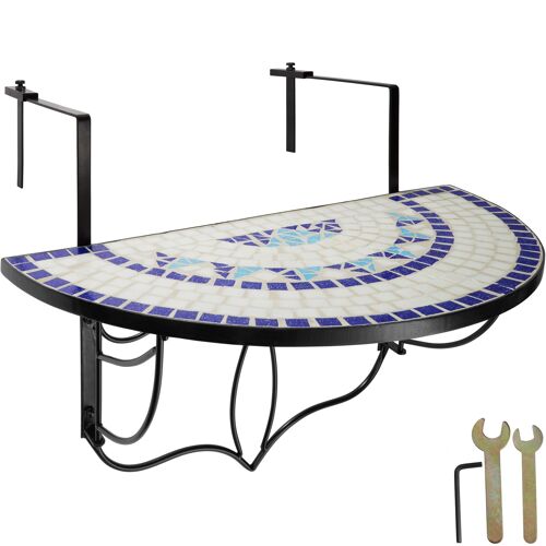 Table De Balcon Rabattable - Blanc/Bleu