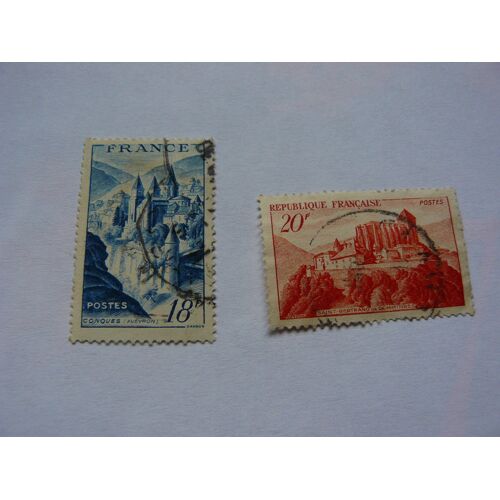 Lot De 2 Timbres Oblitérés N° 805 :Abbaye De Conques Bleu Et N° 841a : St Bertrand-De-Comminges