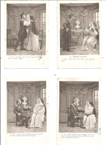 Série De 6 Cartes Postales Anciennes "La Première Douleur"