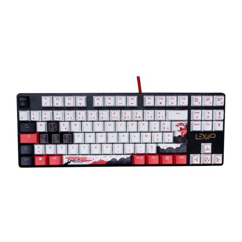 Lexip - Assassin's Creed Shadows - clavier - 80% - TKL - backlit - USB - AZERTY - Français - commutateur : interrupteur rouge - blanc, noir, or, rouge - Pour la vente au détail - boîte