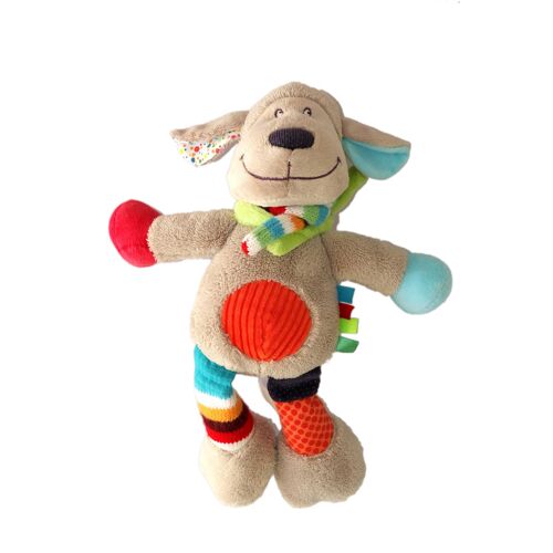 Mouton Doudou Peluche Nicotoy Gris Multicolore Echarpe Verte 27 Cms