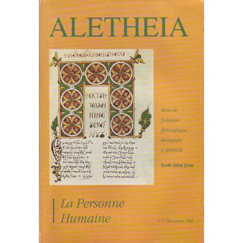 Aletheia  N° 4 : La Personne Humaine