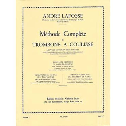 Méthode Complète De Trombone À Coulisse Trombone À Coulisse Volume 1