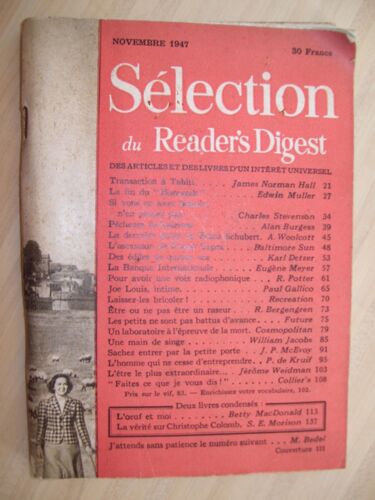 Sélection Du Readers Digest  N° 5 : Novembre 1947