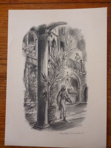 Repro D'estampe De Paulette Humbert " Départ Dans La Cour".