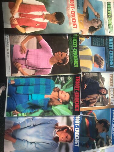Tricot - Crochet, Cahier Détachable - 8 Numéros, Année 1978,80, 81 & 82- Débardeur, Mailles D Été, Jacquard Moderne, Manteau Astrakan, Veste Raffinée, Rayé Multicolore, Tout Charme