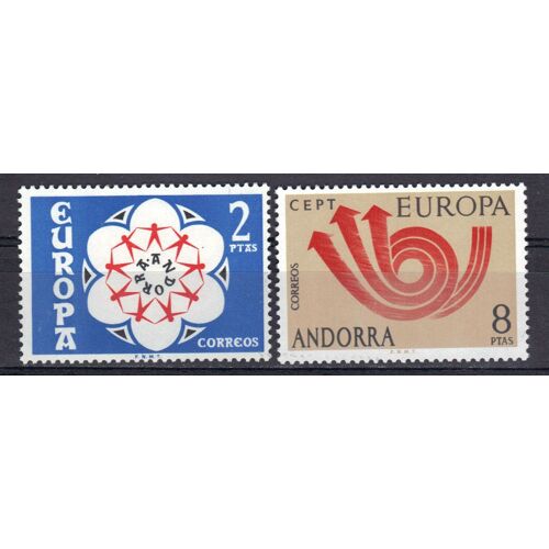 Andorre Espagnol 1973 Europa : Fleur Et Cor Postal Stylisés - Série Entière De 2 Timbres Neufs **