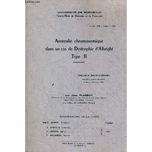 Anomalie Chromosomique Dans Un Cas De Dystrophie D'albright - Type Ii.