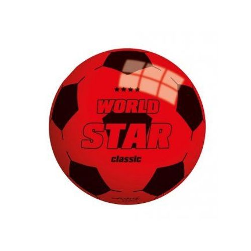 Ballon Plastique Foot World Star Classic D22 Cm Rouge - Ballon Pvc Enfant - Jeu De Plein Air, Sports - Livre Gonfle