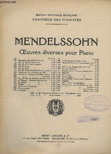 Oeuvres Diverses Pour Piano - N° 447 : Scherzo Du  Songe D'une Nuit D'ete.