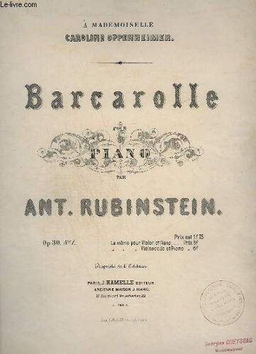 Barcarolle - Pour Piano - Op.30 N°1.