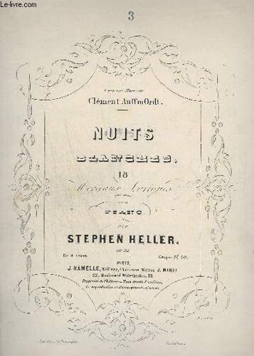 Nuits Blanches - 18 Morceaux Lyriques Pour Piano - Op.82 - Livre N° 3 Sur 4.