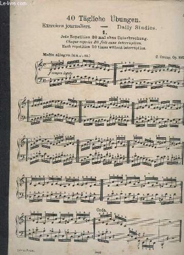 40 Tagliche Ubungen - Exercices Journaliers (Daily Studies) - Allemand/Francais/Anglais.