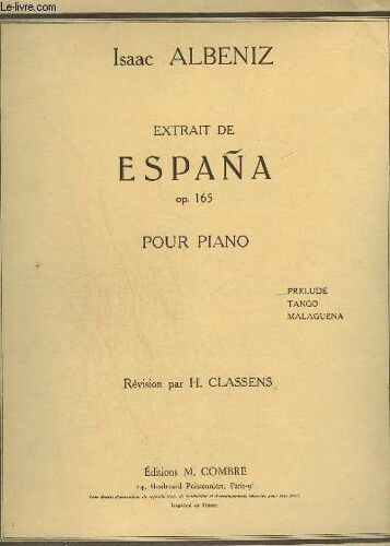 Extrait De Espana - Op. 165 - Prelude - Pour Piano.
