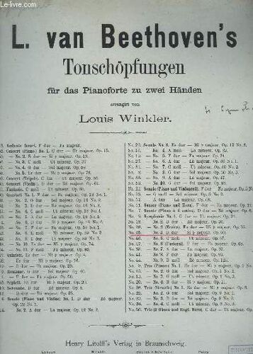 Tonschöpfungen Für Das Pianoforte Zu Zwei Händer - N°35 - Symphonie 4 - B Dur Et Si B Majeur - Op.60.