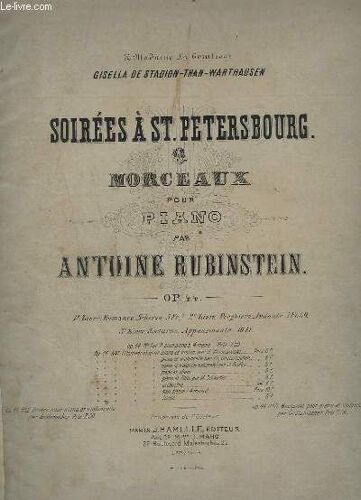 Soirees A St. Petersbourg - 6 Morceaux Pour Piano - Op.44.