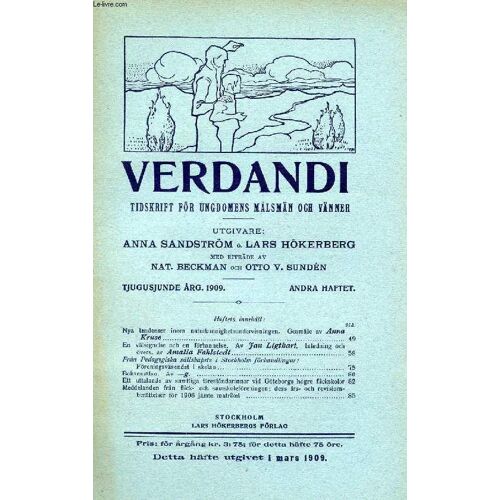 Verdandi, Tjugusjunde Årg. 1909, Andra Häftet, Tidskrift För Ungdomens Målsmän Och Vänner
