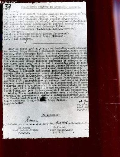 Message-Photo (Argentique) En Noir Et Blanc Envoye Pendant La Seconde Guerre Mondiale / Sous La Reference G37 / Document De P.O.W.N. Date Du 22.03.1944 Signe Par Roamn Et Kostek.