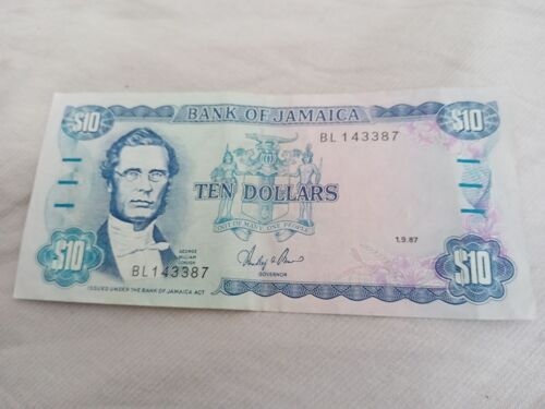Billet 10 Dollars Jamaïque 1987