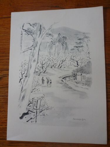 Repro D'estampe De Fumiyo Sekiguchi "Promenade Sous Les Cerisiers En Fleurs"