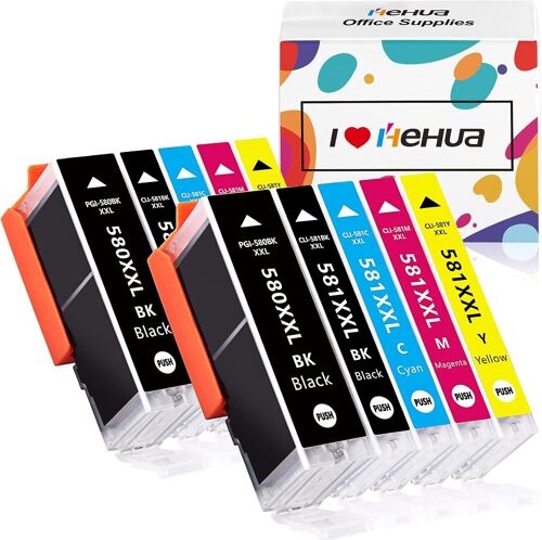 580XXL 581XXL Cartouches Compatible pour Canon PGI-580XXL PGBK CLI-581XXL BK/C/M/Y Multipack, pour TR8550 TS6150 TR7550 TS705 TS6250 TS6350 TS9550 (2PGBK 2Noir 2Cyan 2Jaune 2Magenta)