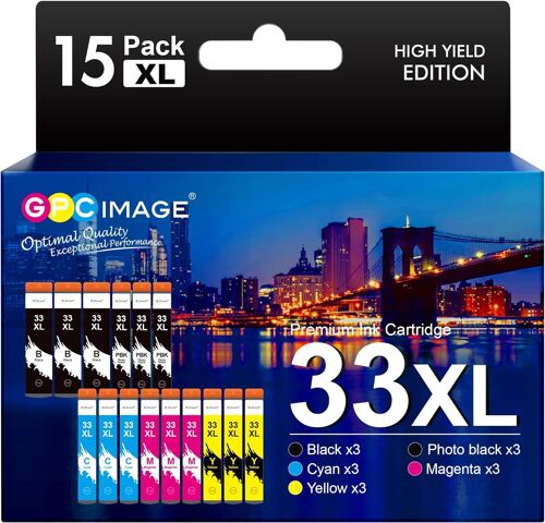 33XL Cartouches d'encre Compatible pour Epson 33 XLpour Expression Premium XP-540 XP-530 XP-830 XP-7100 XP-900 XP-640 XP-630 XP-635 XP-645 (15 Pack)