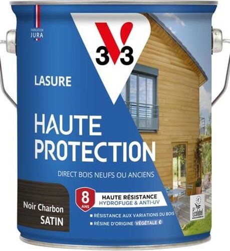 V33 - Lasure Haute Protection Biosourcée chêne clair Satin - 2,5L - Noir