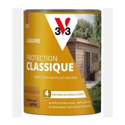 V33 - Lasure Protection Classique CHÊNE CLAIR Satin -0,75L - Rose