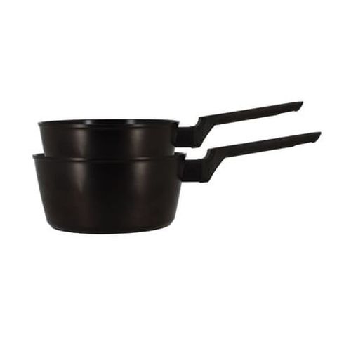 Menastyl - Lot 2 Casseroles 18 Et 20cm En Aluminium Noir Induction - Noir