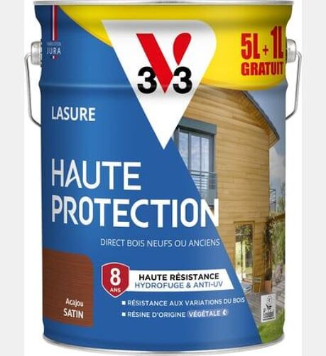 V33 - Lasure Haute Protection Biosourcée poivre Satin - 5L + 20% - Rouge