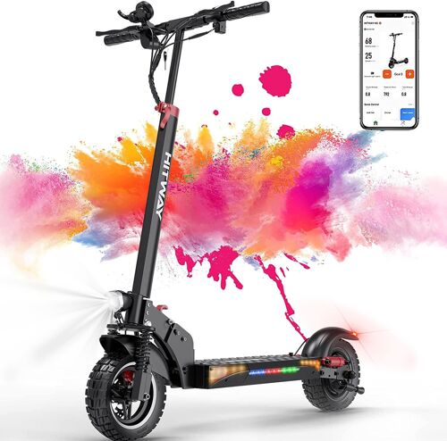 Hitway Trottinette Électrique Pliable 10" 800w Batterie 13ah Avec Écran Lcd Scooter Pliable, App Control, Ultra Portable