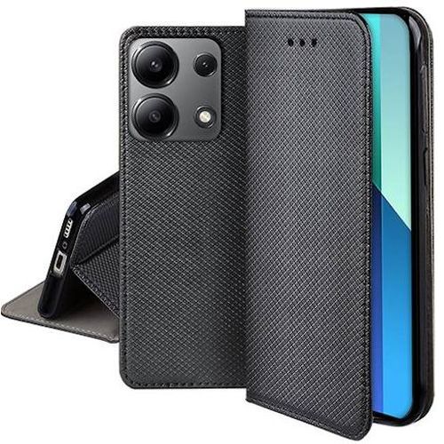 Housse Pour Xiaomi Redmi Note 13 4g - Etui Coque Pochette Portefeuille + Verre Trempe - Noir Magnet