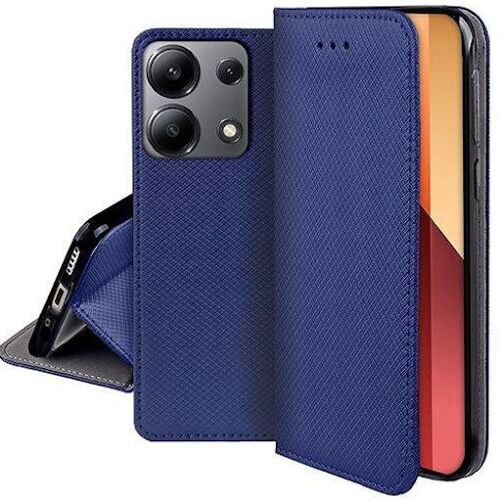 Housse pour Xiaomi Redmi Note 13 Pro 4G / Poco M6 Pro 4G - etui coque pochette portefeuille + verre trempe - BLEU MAGNET