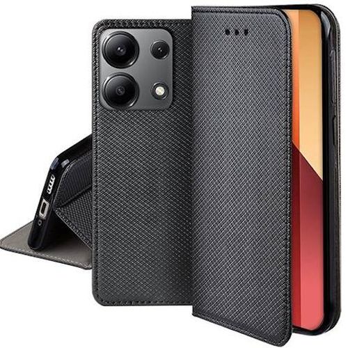 Housse Pour Xiaomi Redmi Note 13 Pro 4g / Poco M6 Pro 4g - Etui Coque Pochette Portefeuille + Verre Trempe - Noir Magnet
