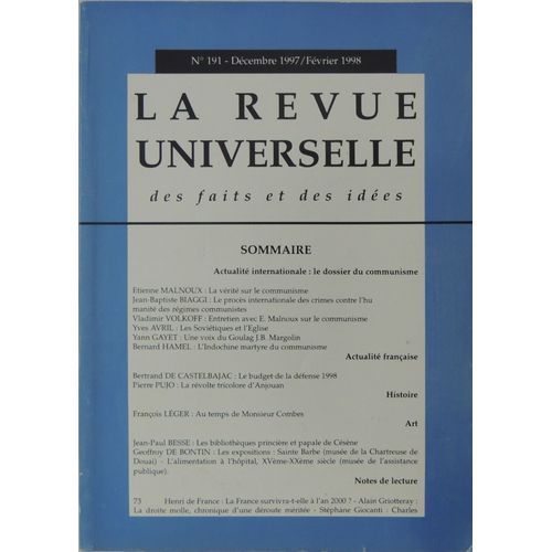 La Revue Universelle Des Faits Et Des Idées N°191