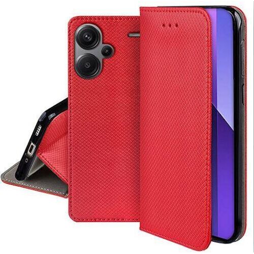 Housse pour Xiaomi Redmi Note 13 Pro+ Plus 5G - etui coque pochette portefeuille + film ecran - ROUGE MAGNET