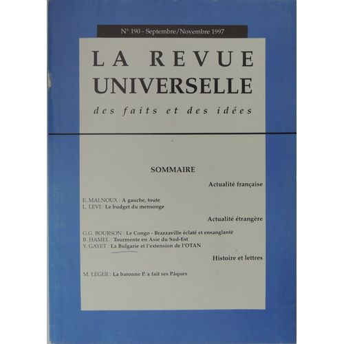 La Revue Universelle Des Faits Et Des Idées N°190