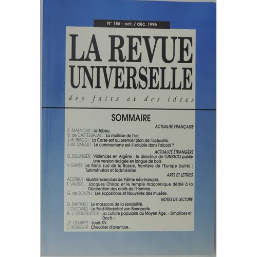 La Revue Universelle Des Faits Et Des Idées N°186