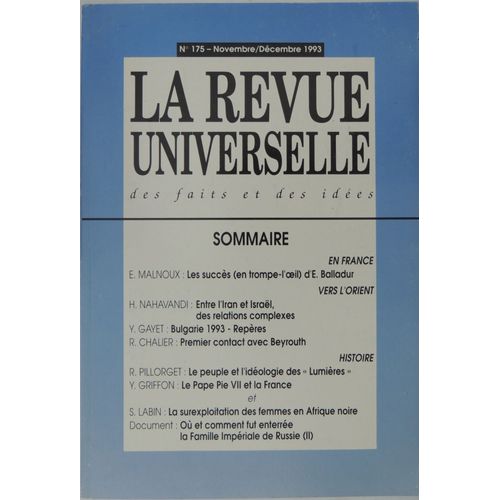La Revue Universelle Des Faits Et Des Idées N°175