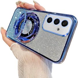 TRAHOO-Coque pour Samsung Note 10 Plus Paillettes Cover,[Support Invisible] Transparent Souple Aesthetic Etui Plating TPU Antichoc Glitter Brillant Bling Housse pour Galaxy Note 10 Plus Bleu DS.