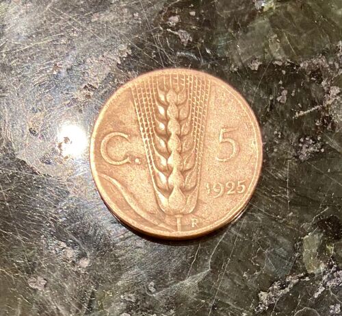 Pièce De 5 Centimes Italie 1925 R Cuivre