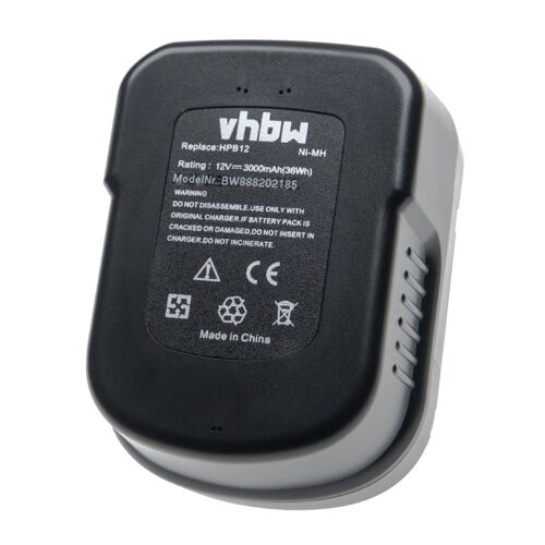 vhbw Batterie compatible avec Black & Decker B-8315, BD12PSK, BDBN1202, BDG1200K, BDGL12K outil électrique (3000mAh NiMH 12 V)
