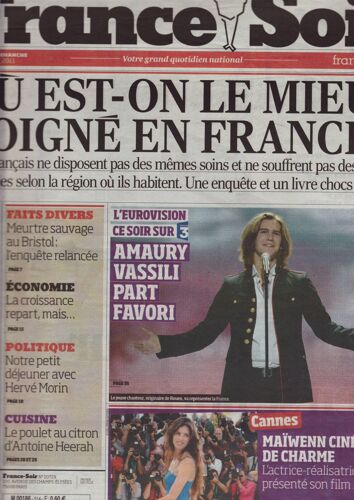 France Soir (Quotidien) / 14-05-2011 N°514 : Amaury Vassili (1p) - Arielle Dombasle (1p)