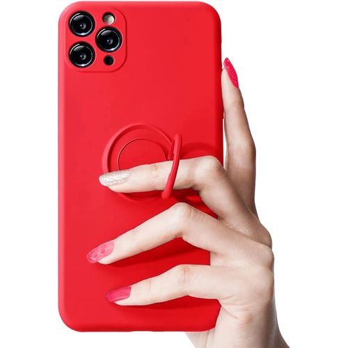 Coque Iphone Xr Caoutchouc Liquide Avec 360¡Ãring Stand Pour Iphone Xr Housse De Bumper Cover Iphone Xr-Rouge