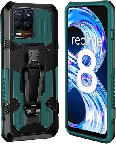 Coque Oppo realme 8 /realme 8 Pro [Serie Armorbox] Robuste avec Double Couche Coque de Support pour Oppo realme 8 /realme 8 Pro Housse Vert