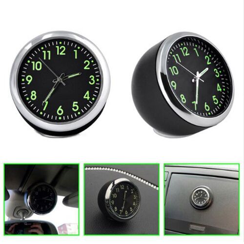 Mini horloge murale fluorescente pour voiture, à Quartz, ronde et créative, universelle, de poche, numérique