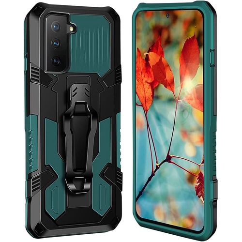 Coque Samsung Galaxy S21 Fe [Serie Armorbox] Robuste Avec Double Couche Coque De Support Pour Samsung Galaxy S21 Fe Housse Vert