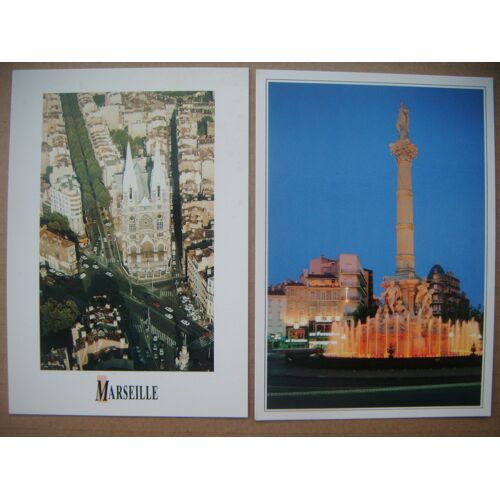 2 Cartes Postales De Marseille: Place Castellane Et Église Des Réformés