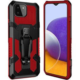 Coque Samsung Galaxy A22 5g [Serie Armorbox] Robuste Avec Double Couche Coque De Support Pour Samsung Galaxy A22 5g Housse Rouge