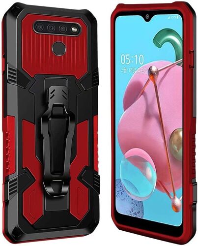 Coque LG Stylo 6 [Serie Armorbox] Robuste avec Double Couche Coque de Support pour LG Stylo 6 Housse Rouge